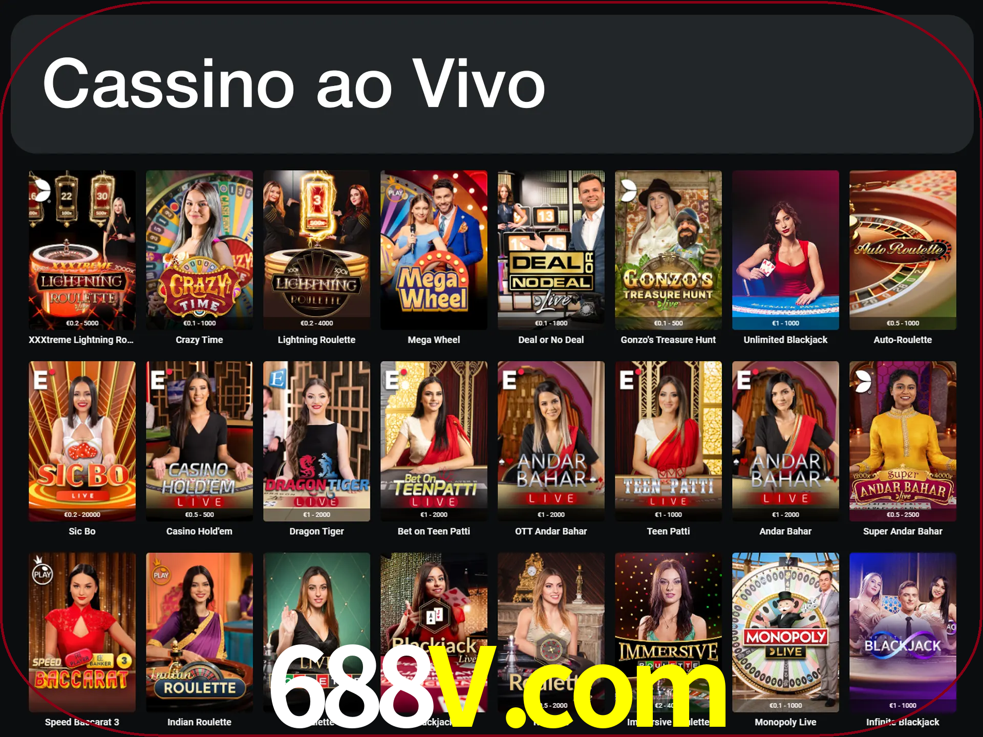 Jogue jogos de cassino com um verdadeiro dealer.